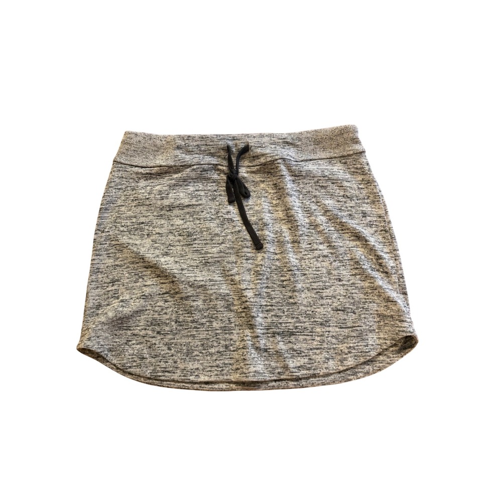 Athleta Gray Space Dye Knit‎ Skirt Womens Large Drawstring Waist Zip Pocket L